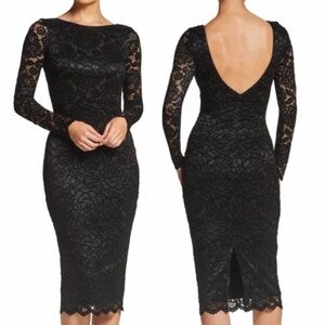 Dress the Population Black Lace Midi Dress